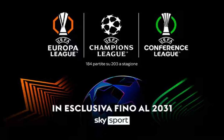 Champions League, Europa League e Conference League – Tutto su Sky fino al 2031: i dettagli